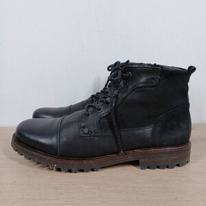 Bull Boxer Waylen Boots Mens 12 Black Leather Cap Toe Rugged Utility Urban